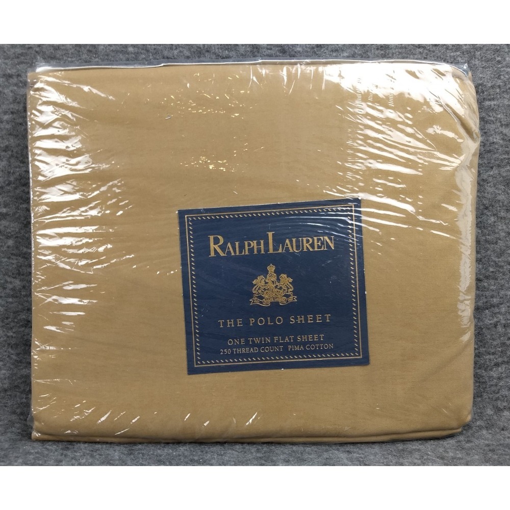 Ralph Lauren The Polo Sheet Twin Flat‎ Sheet Ghurka Khaki 250TC Pima Cotton NEW